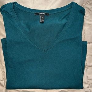 Forever 21 v neck teal long sleeve shirt